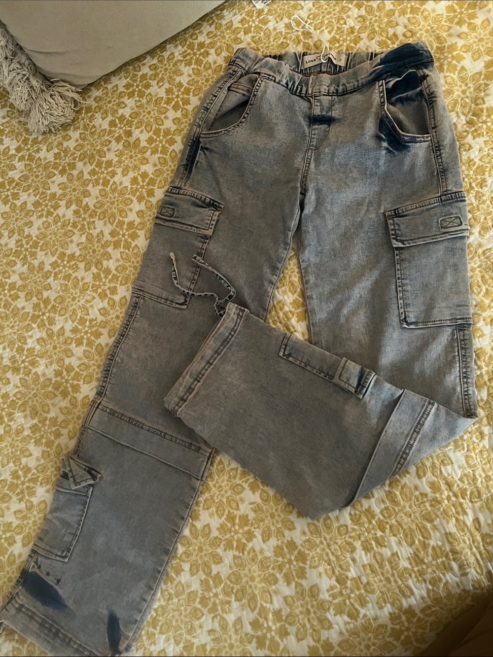Wide Leg Cargo Pants in Washed Gray - Women's Casual Style